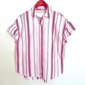 Madewell Striped Button-Down Blouse Red and White Size Small